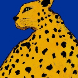 LEOPARD ON BLUE vertical
